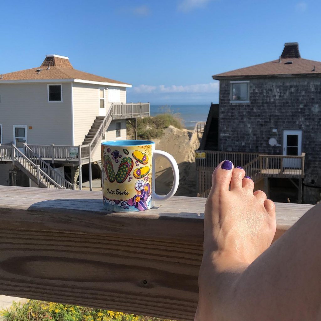 Coffee on the deck at the beach